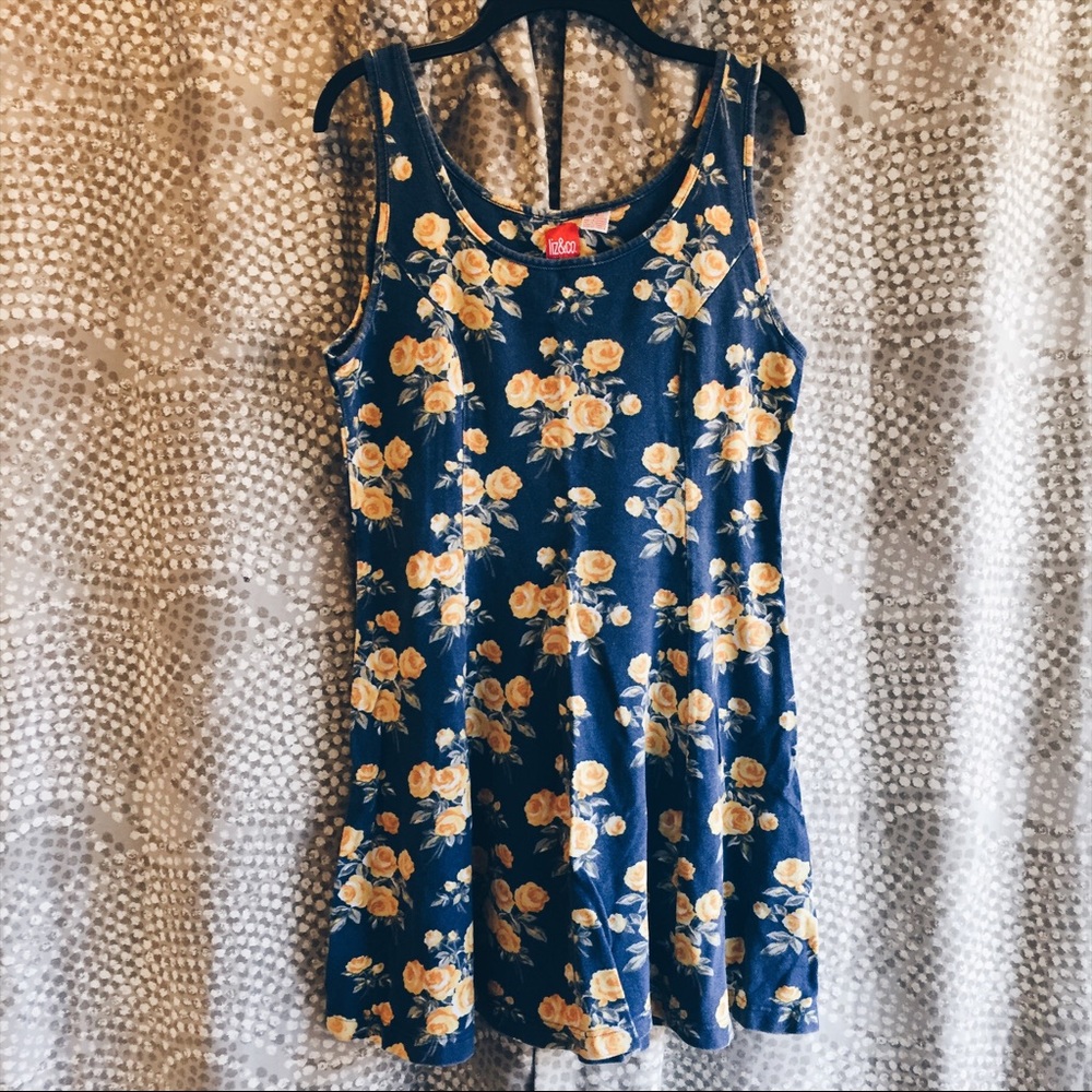 vintage 90’s floral denim-like mini tank dress